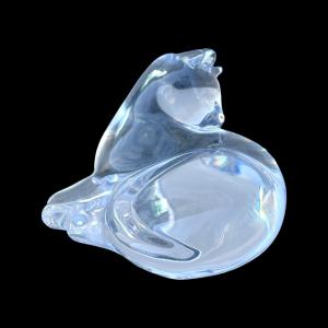 Katze aus klarem, schwerem Kristall. Baccarat, Frankreich.