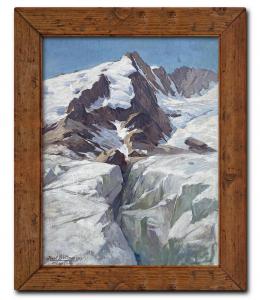 Crevasse no Mont Blanc Óleo sobre Madeira – Karl Böttner, 1939