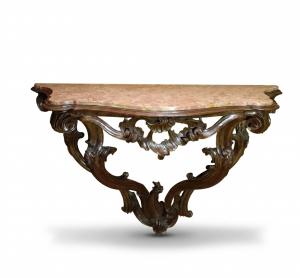 LOUIS XV WALNUT AND MARBLE CONSOLE, MID-18TH CENTURY