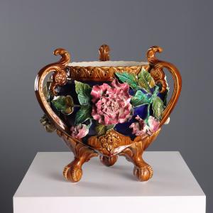 Cache Pot in Ceramica Barbotine Europa Primi '900