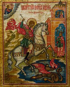 Russian School, 19th century, Icon with the Life of Saint George - Foto 8