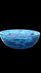 Coppia di coppe in vetro pesante blu scuro con macchie.Murano.