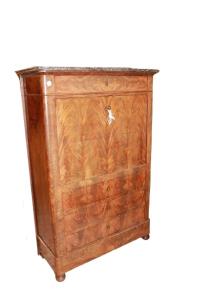 Secretaire Stile Impero del 1800 in Piuma di Mogano Con Cassetti