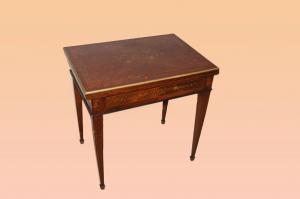Mesa de jogo retangular do século XIX estilo Luís XVI