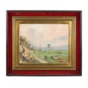 Dipinto di Giuseppe Casciaro - Paesaggio con Figure