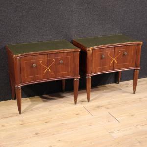 Pair of 20th-century Paolo Buffa-style Italian bedside tables