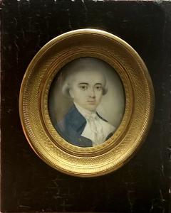 Miniatura olio su avorio raffigurante personaggio maschile.Periodo Luigi XVI.