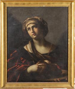 Salome with the Head of the Baptist, oil on canvas attributed to Elisabetta Sirani (Bologna, 1638-1665)