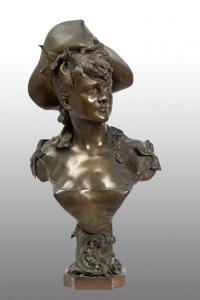 Antike patinierte Bronzeskulptur, die die Allegorie der Schönheit darstellt, signiert "A.NELSON". Frankreich, 19. Jahrhundert.
