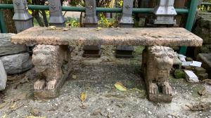 Marble bench with lions