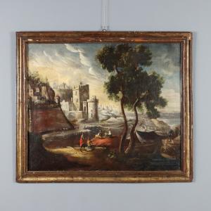 Landscape Painting with Buildings and Figures