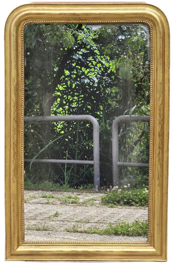 Gilded French mirror with original mirror – 19th century