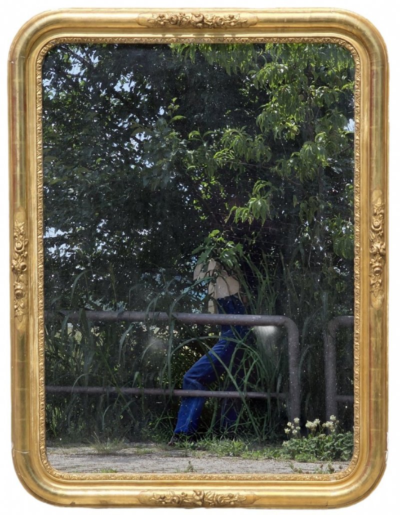 Large French Louis Philippe gilded mirror with original mercury glass
