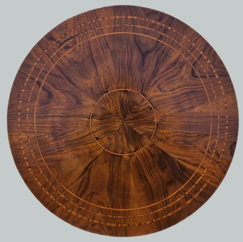 Emilian walnut and marquetry center table, mid-19th century
