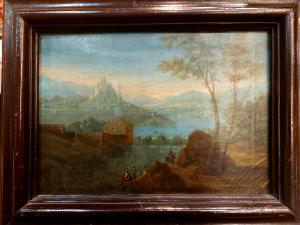 Paesaggio lacustre con castello XVIII secolo