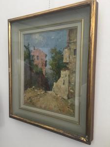 Landscape tempera on cardboard by Zaccaria