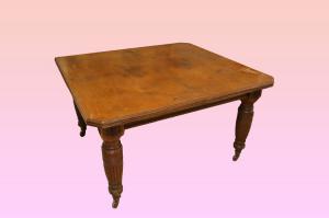 Tavolo quadrato allungabile inglese stile Vittoriano del 1800 in legno di noce