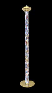 Lampada da terra  in vetro murrina con dettagli in ottone.Murano.