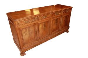 Grande credenza 4 porte stile Luigi Filippo francese in legno di noce