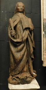 dars461 - Holzgeschnitzte Statue, 17. Jahrhundert, Maße ca. B 35 x H 102 x T 25 cm