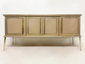 Credenza vintage '70 - vetro colorato e ottone