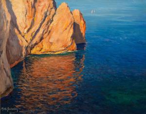 Michele Federico, oil on panel, 'Capri', 20th century