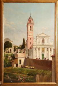 Antonio Frixone, Chiesa Santa Margherita di Marassi, olio su tela firmato e datato