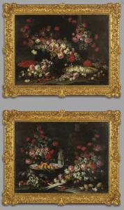 Francesca Volò Smiller detta Vincenzina (Milano 1657 1700) Fiori e frutta, coppia di oli su tela