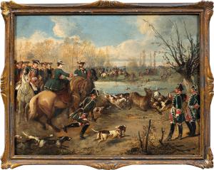 Jean-Adolphe Beaucé (Parigi 1818 - Parigi 1875) - Caccia al cervo.