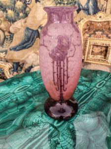 Large Art Deco acid-etched glass vase (1927-1928) by Schneider - Le Verre Français.
