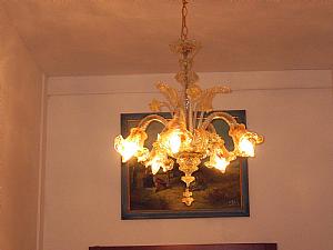 MURANO-LÜSTER "MINIATUR", GLAS UND GOLD