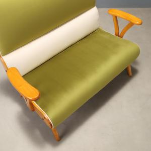 50s Vintage Two-Tone Velvet Loveseat - Foto 8