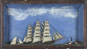 Diorama eines Briggs, originaler Hängekasten, 19. Jahrhundert