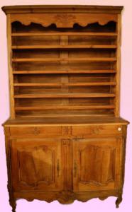 Antica credenza piattaia francese Provenzale del 1800 doppio corpo in ciliegio