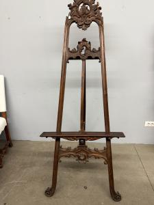 Antiker Malerstaffelei, Liberty, 20. Jh., geschnitztes Nussbaumholz, 178x75x70 cm