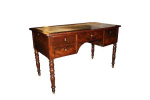 Antica bellissima scrivania francese stile Luigi Filippo del 1800 in piuma di mogano