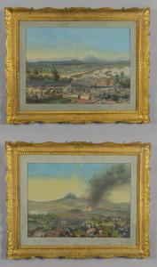 Battaglie, coppia di gouaches, Italia secolo XIX