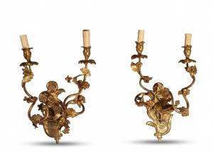 PAIR OF EARLY 19TH CENTURY IMPERIAL GILT BRONZE SCONCES