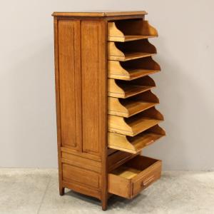Antique oak roll-top archive filing cabinet - Foto 5