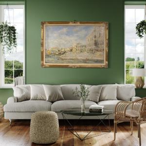 Great painting signed by Luigi Mantovani, View of Venice with the Doge's Palace - Foto 6
