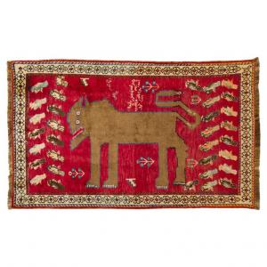 Tappeto Gabbeh con leone e scritte - n. 654 -