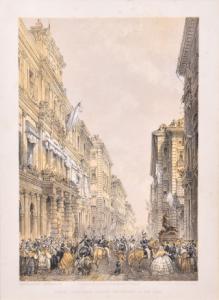 "Veduta del palazzo di Città di Torino" - Litografia di Carlo Bossoli, Litograph by Carlo Bossoli