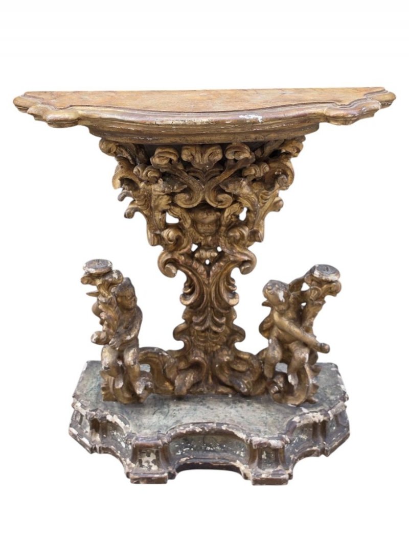 Consolle in legno intagliato e dorato