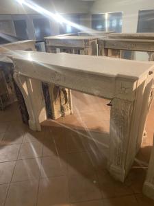 Louis XVI fireplace in white Carrara marble, 168 x 40 x 116 cm height