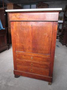 Secretaire in noce - ribalta - scrittoio epoca meta' 800 - piano in marmo impero
