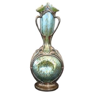 Raro Vaso Art Nouveau di Moritz Hacker e Johann Loetz Witwe, primi XX secolo