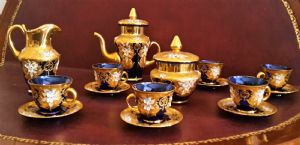 Serviço de café em vidro de Murano decorado à mão