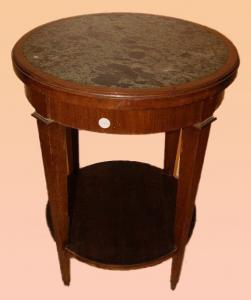 Antique French Louis XVI style small table from the 1800s with Verde Alpi marble