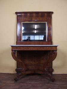 CONSOLE CON SPECCHIRA IN NOCE STILE CARLO X EPOCA 800