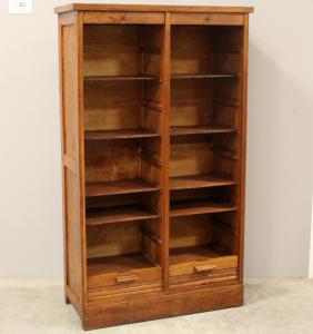 Antico classificatore archivio schedario serranda in rovere - Foto 5